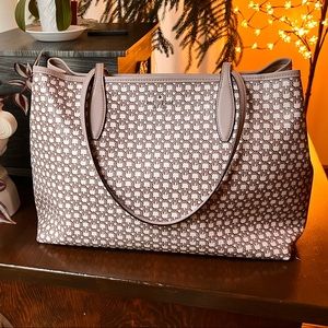 Kate Spade Tan Jacquard Large Link Tote
